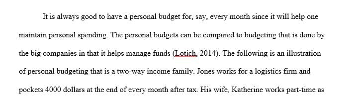 What process did you use in making your personal budget