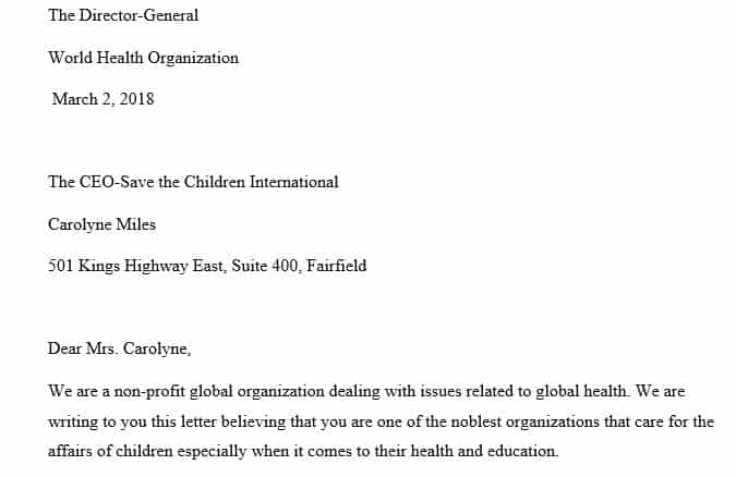 Write a formal letter to the other organization explaining to them why they should partner with your organization