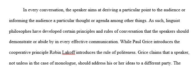 Apply Grice’s cooperative principle and the four maxims to the conversation.