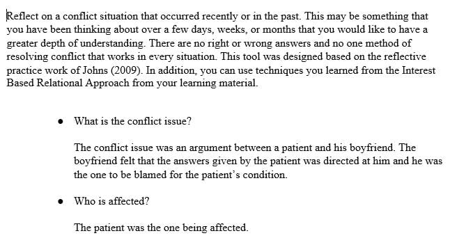 Apply what you have learned to that situation by following the prompts in the conflict guide