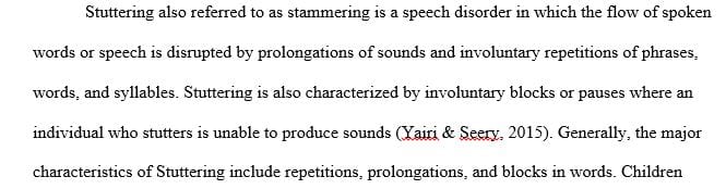 Choose one of the many communication disorders from the chapter and explain the main components