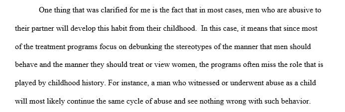 Clinical Interventions with Men Engaged in Partner Abuse what did you take away from reading the article