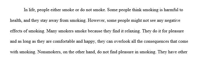 Compare and contrast essay on smokers versus nonsmokers