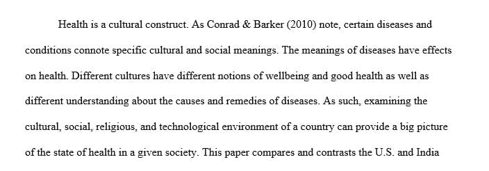 Compare and contrast the United States and India in regards to four of the following