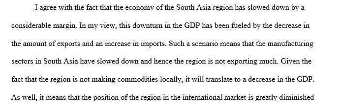 Comparing the GDP growth in South Asia from six months ago the revised GDP has gone down