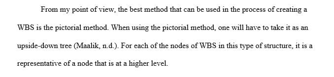 Creating a work breakdown structure (WBS) is a required step in formulating a schedule.