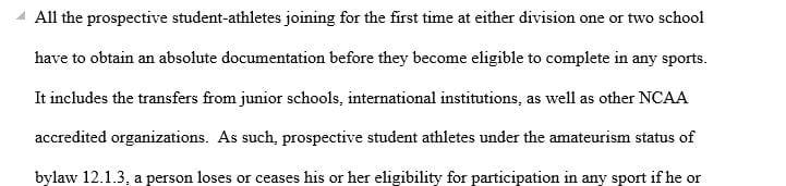 Creating an amateurism checklist for NCAA college-bound student-athletes