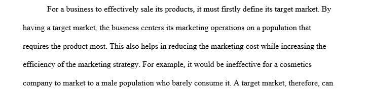 Define a target market. What are the requirements for a successful target