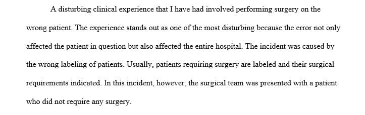 Describe a clinical experience that was troubling to you