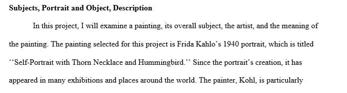 Describe the subjects you will use for your final project.