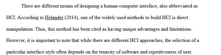 Describe the three (3) principles of direct manipulation and give examples