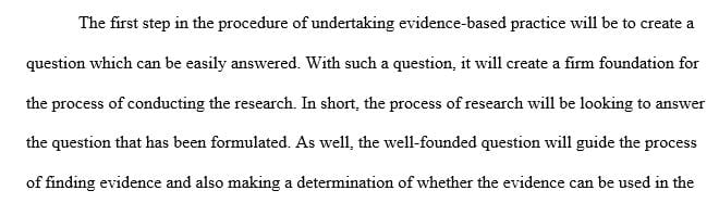 Describe the use of a PICO in EBP