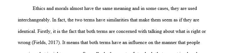 Determine what society believes are the similarities and differences between morals and ethics