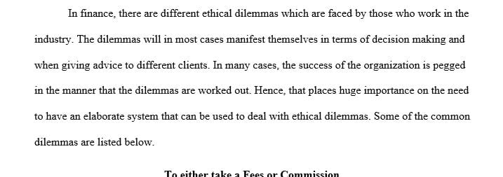 Discuss multiple ethical issues in finance