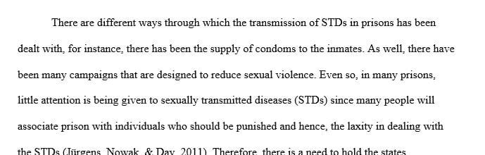 Discuss the associated issues of sexually transmitted diseases in prisons.