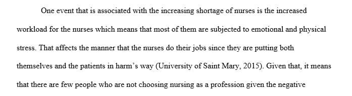 Discuss the events that have contributed to the nursing shortage