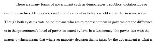 Discuss the fundamental difference between a democracy and a republic