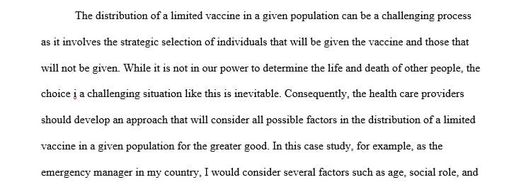 Discuss your plan for distributing this vaccine