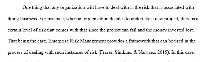 Discussion reflection- Enterprise risk management