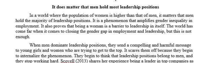 Do you think it matters that men hold the majority of leadership positions