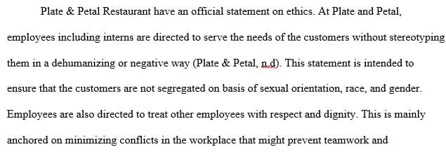 Does your company have an official statement or policy on ethics
