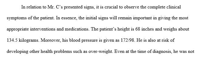 Evaluate the Health History and Medical Information for Mr. C