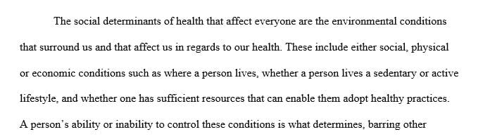 Explain how social determinants of health contribute to the development of disease
