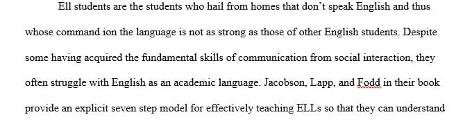 Explain how the seven-step instructional plan for teaching ELLs can help second language learners