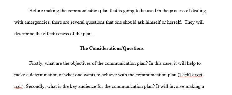Explain the importance of creating a communication plan prior to an incident occurring.