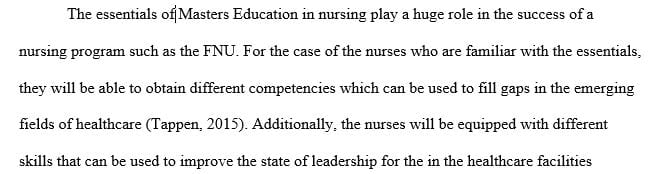 Explain the importance of following the essentials of Master's Education in Nursing