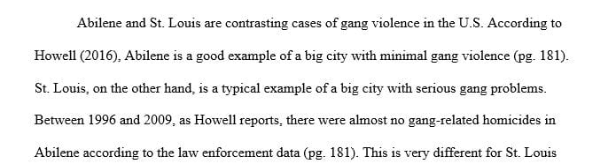 Gangs and Crime comparing case studies