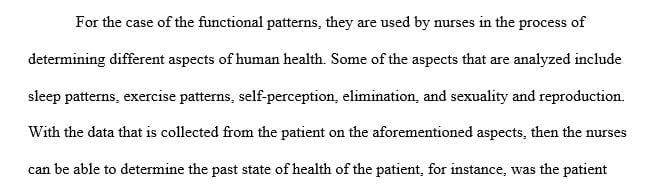 How functional patterns help a nurse understand the current and past state of health for a patient