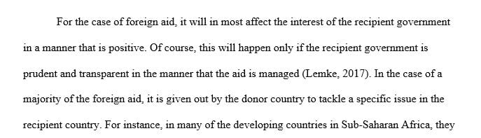 How might foreign aid affect the interests of recipient governments