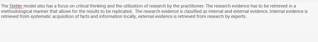 Identify an evidence based practice model and change model that has been defined