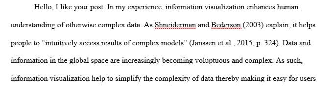 Identify and name the benefits associated with information visualizations