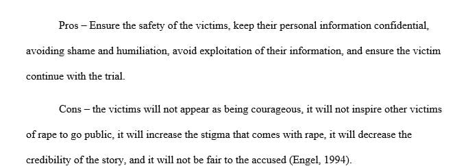 In rape trials, the names of the alleged victims should not be released to the public