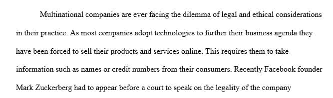 Legal and Ethical Challenges in a Multinational Organization
