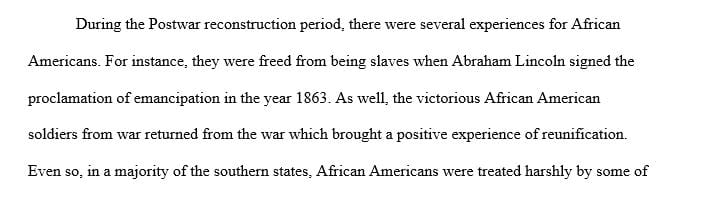 Major developments for African Americans and African Americans' views