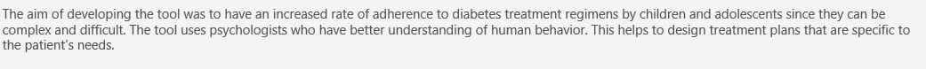New treatment tool for the management of diabetes in adults or children