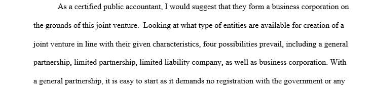 Recommendations for Type of Business Entity