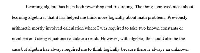 Reflection about Algebra class for a master degree