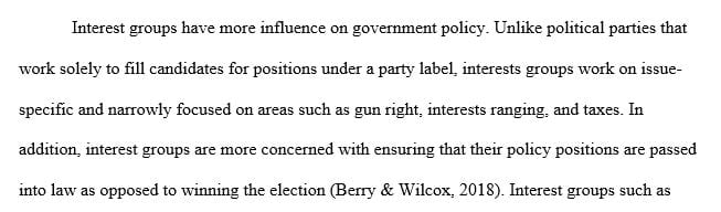 Research and evaluate how these intermediaries make their views known to government