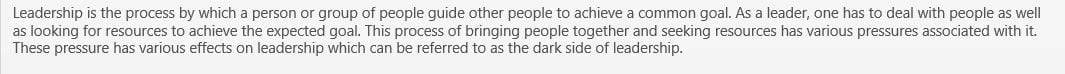 Research paper about the dark side of leadership