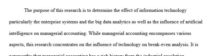 Research paper on any managerial accounting topic- 10 pages