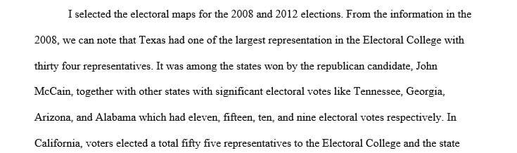 Review the information on two presidential election maps of your choice