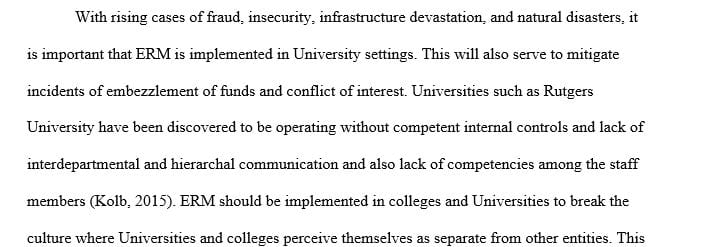 Should colleges implement ERM to help mitigate risks among students as well as employees