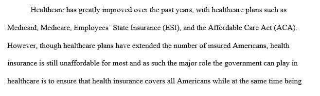 Should the U.S. Government play in health care coverage for Americans