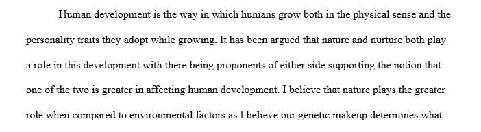 The influence of inherited traits and abilities compared to the influence of environment on human development