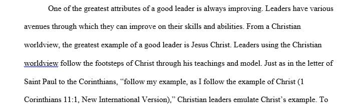 Theological support for biblical leadership in contrast to secular perspective of leadership
