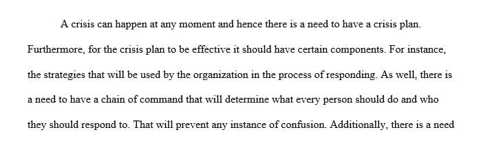 What are the fundamental components of a crisis plan